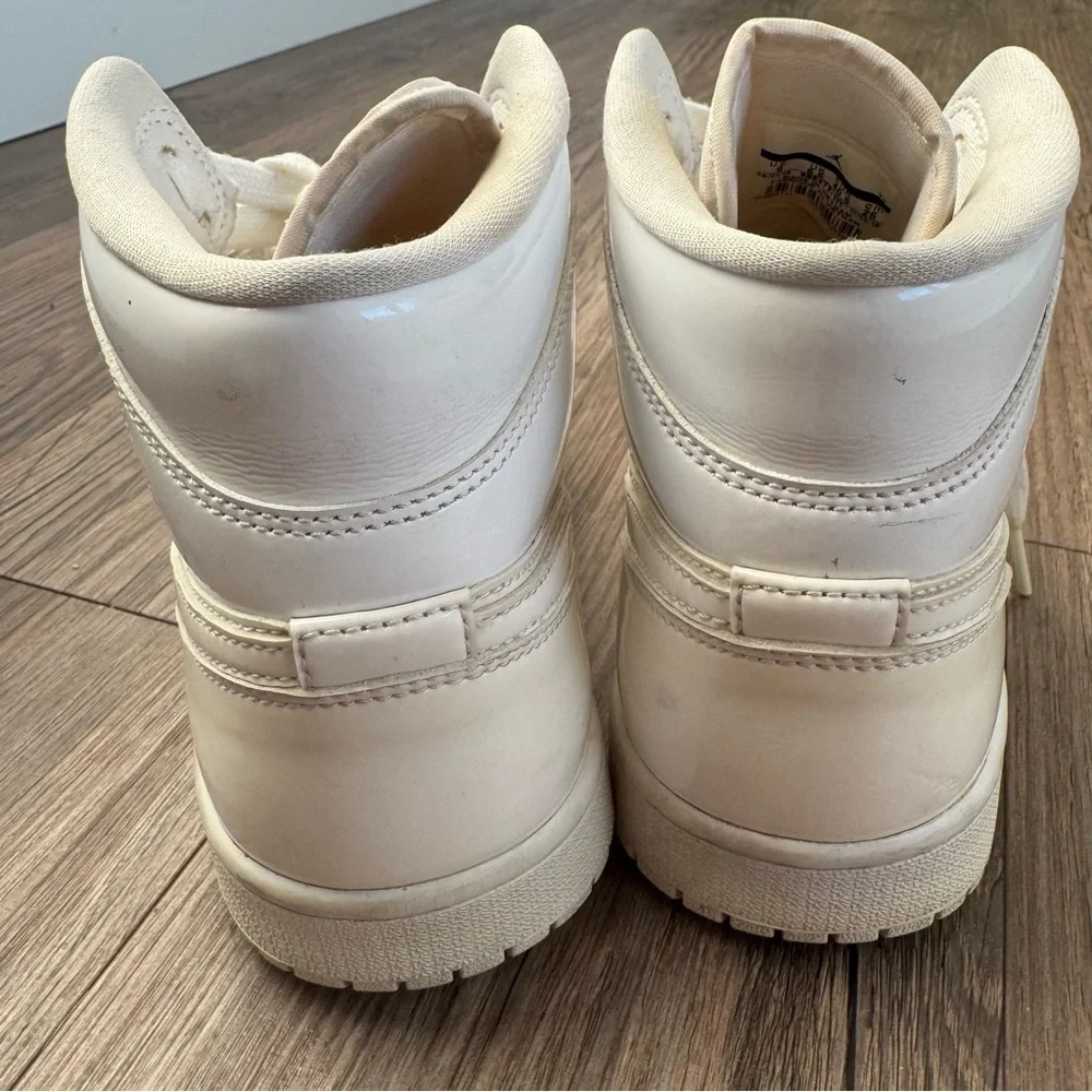 Nike Jordan 1 Mid Triple White Patent Swoosh (Women's) Size 9 - Picture 5 of 6